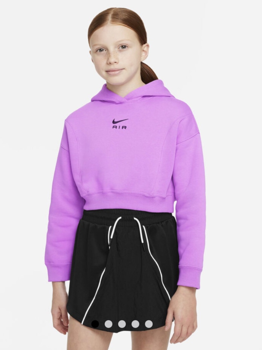 Nike Air Hoodie Terry Cropped Pullover Purple Pink Girls Sz 5-6